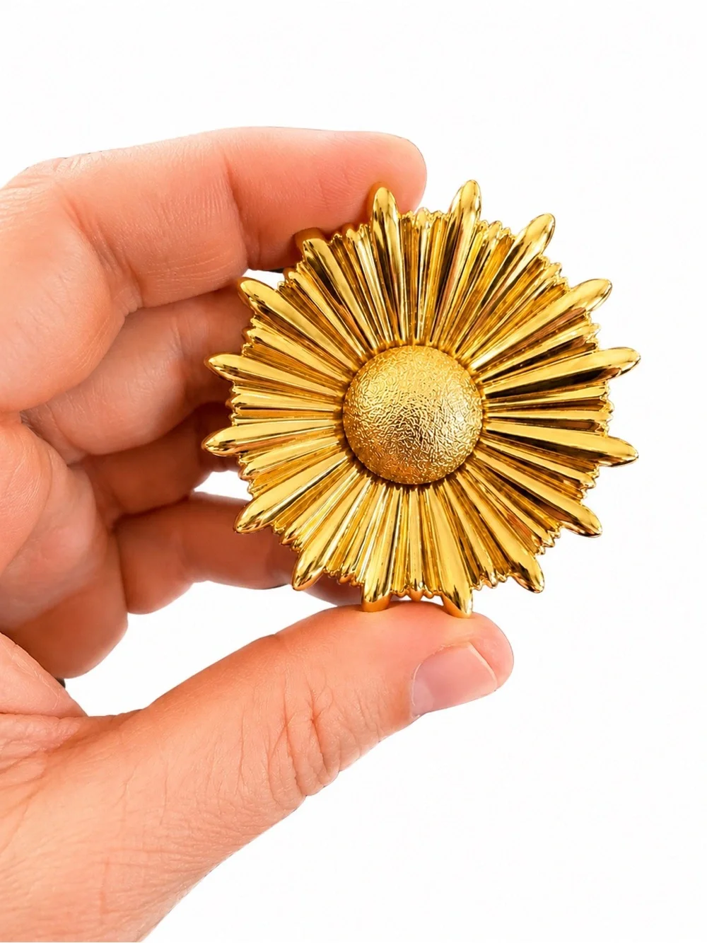 Brand New Gold Tone Sunburst Statement Brooch‎ Pin | Bold Vintage Inspired